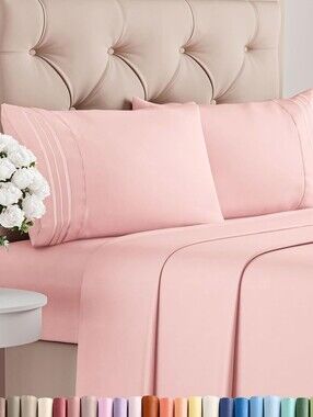 Full Size 4 Piece Deep Pockets Sheet Set Baby Pink NEW IN PACKAGE